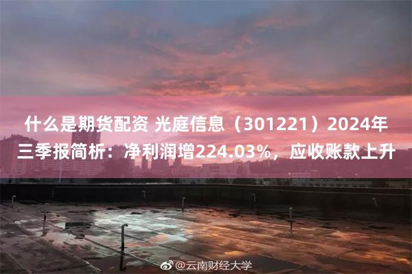 什么是期货配资 光庭信息（301221）2024年三季报简析：净利润增224.03%，应收账款上升