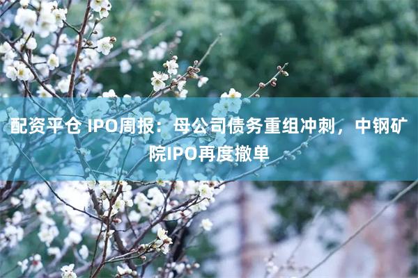 配资平仓 IPO周报：母公司债务重组冲刺，中钢矿院IPO再度撤单