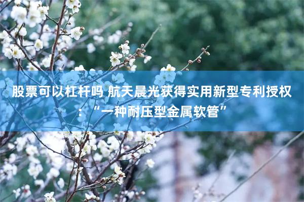 股票可以杠杆吗 航天晨光获得实用新型专利授权：“一种耐压型金属软管”